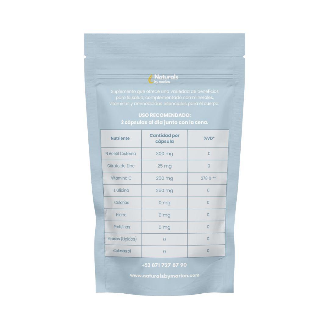 NAC N-Acetil Cisteína + Zinc, Vitamina C y Glicina Cápsulas (60 cápsulas)