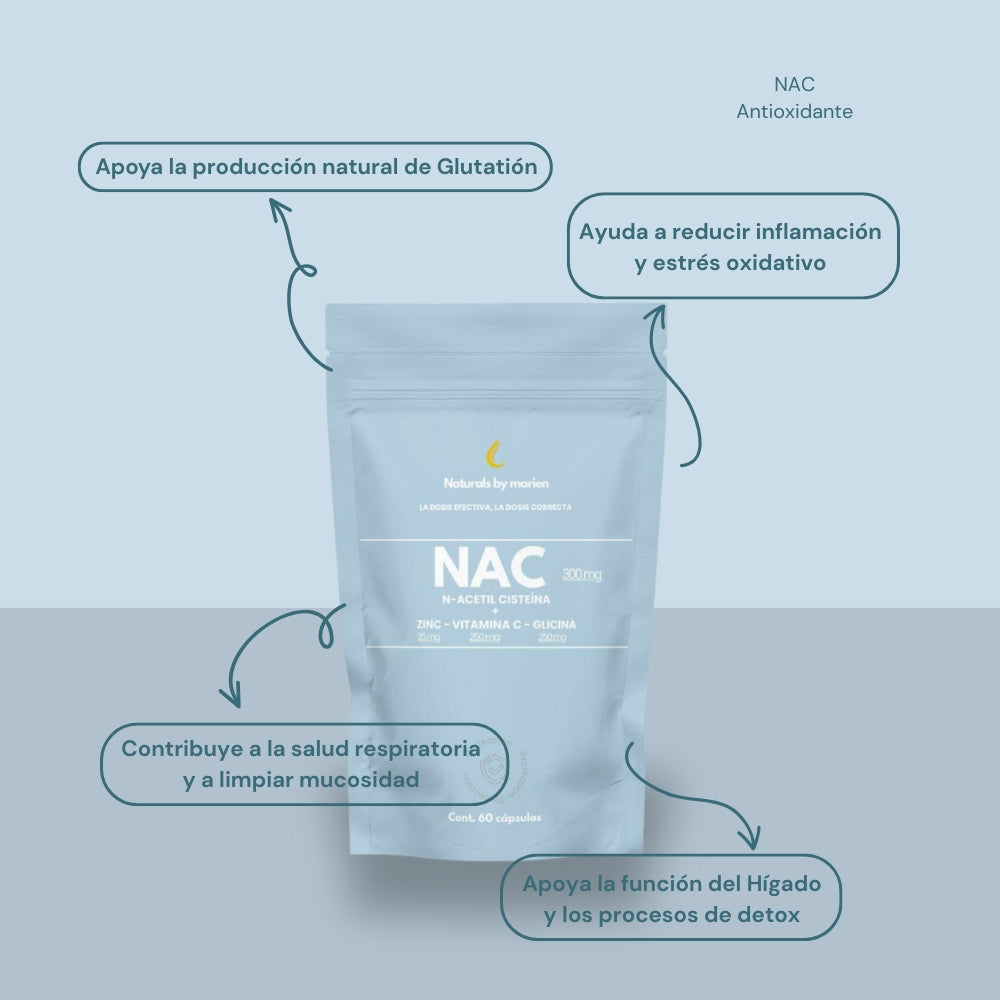 NAC N-Acetil Cisteína+Zinc, Vit C y Glicina (60 cáps)